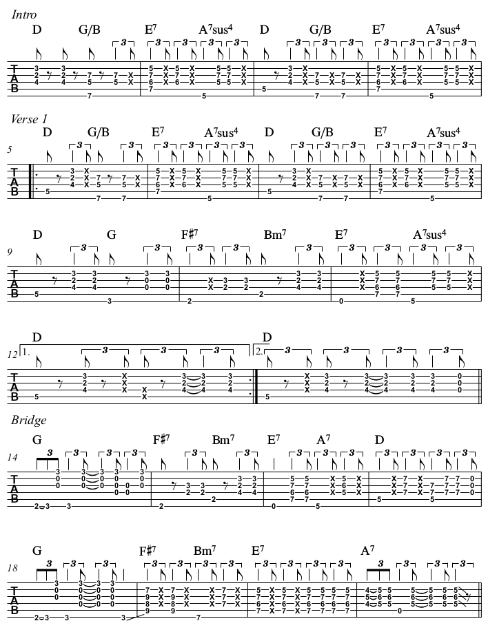 Don't Wait Too Long chords and TAB, Spytunes acoustic arrangement, page 1.