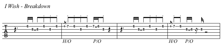 I Wish chords and TAB, breakdown.