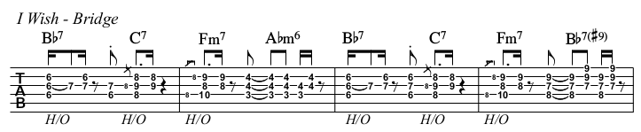 I Wish chords and TAB, bridge.