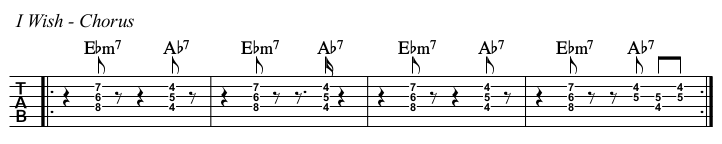I Wish chords and TAB, chorus.