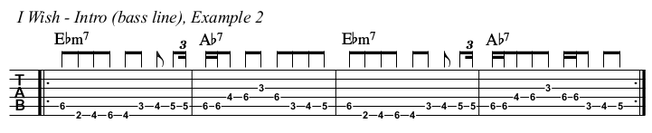 I Wish chords and TAB, bass line, example 2.