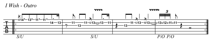 I Wish chords and TAB, outro.