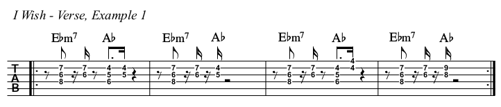 I Wish chords and TAB, verse example 1.