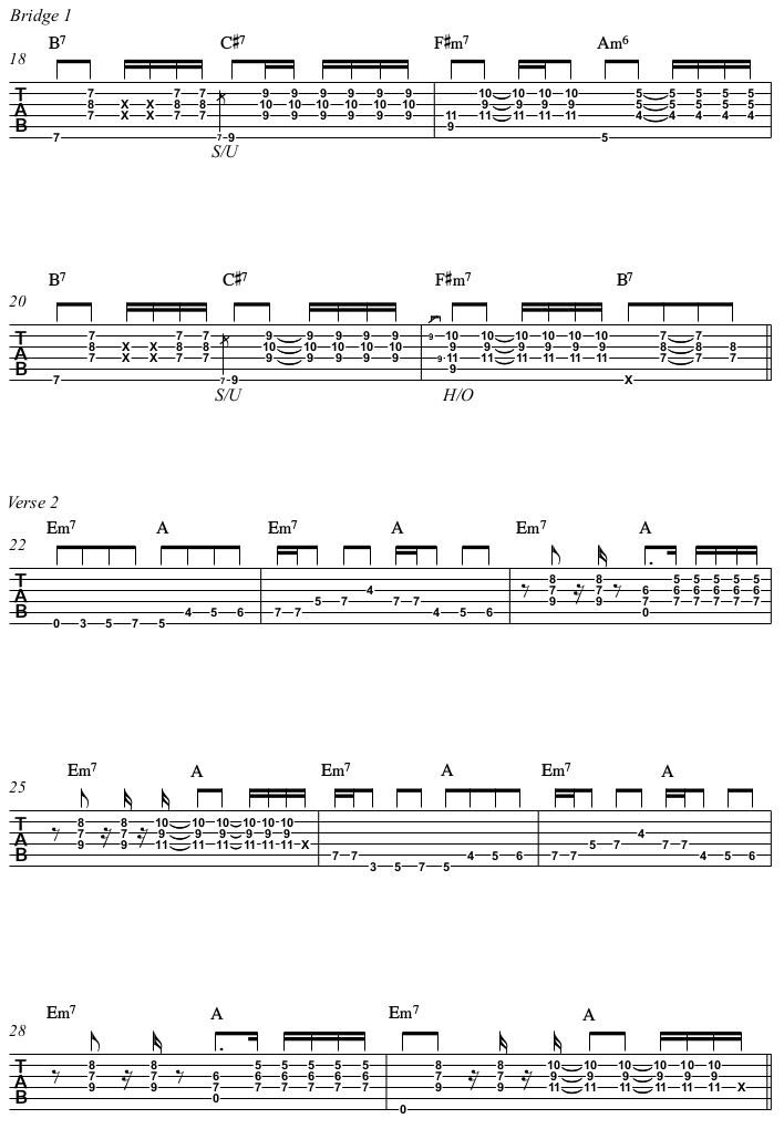 I Wish chords and TAB, acoustic arrangement in Em, page 2.