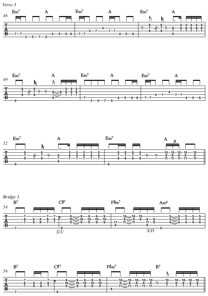 I Wish chords and TAB, acoustic arrangement in Em, page 4.