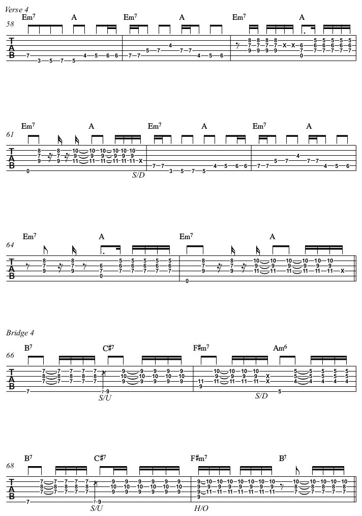 I Wish chords and TAB, acoustic arrangement in Em, page 5.
