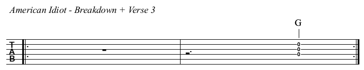 American Idiot chords and TAB, breakdown/verse 3.