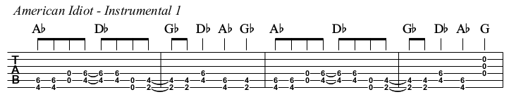 American Idiot chords and TAB, instrumental 1.