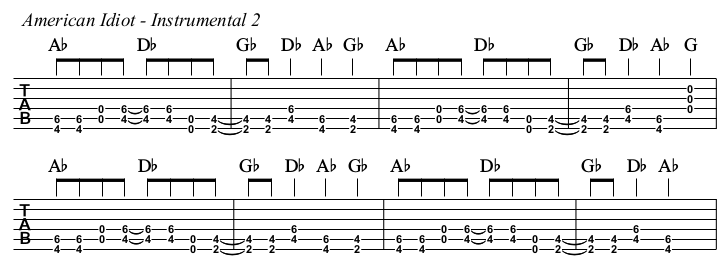 American Idiot chords and TAB, instrumental 2.