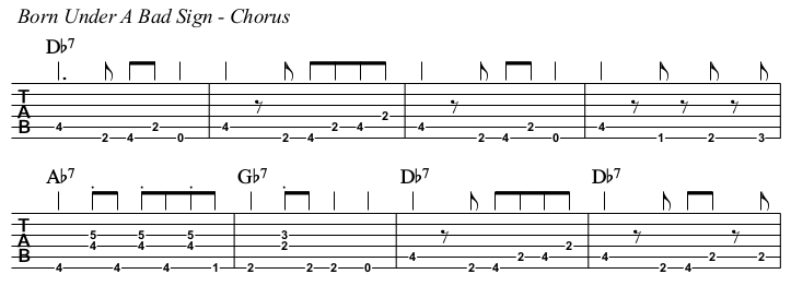 Born Under A Bad Sign chords and TAB, chorus.