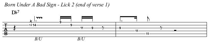 Born Under A Bad Sign chords and TAB, lick 2.