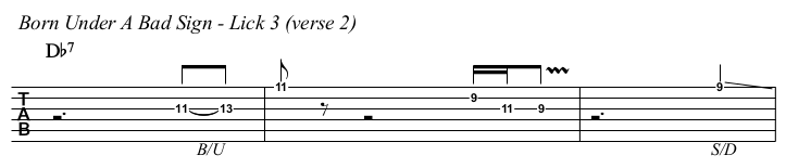 Born Under A Bad Sign chords and TAB, lick 3.