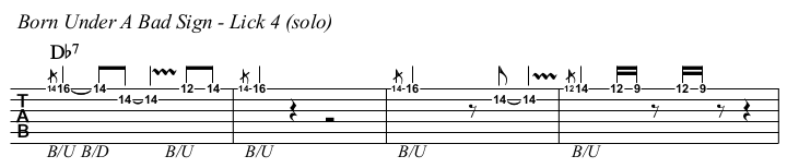Born Under A Bad Sign chords and TAB, lick 4.