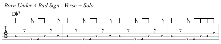 Born Under A Bad Sign chords and TAB, solo comping.