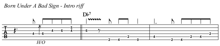 Born Under A Bad Sign chords and TAB, intro comping.