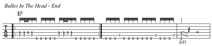 Bullet In The Head chords and TAB, end.