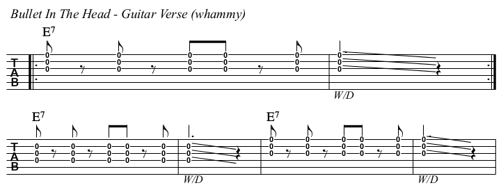 Bullet In The Head chords and TAB, verse.