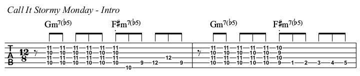 Call It Stormy Monday chords and TAB, intro.
