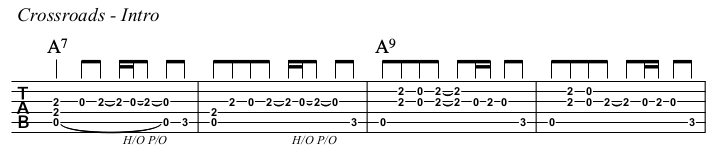 Crossroads chords and TAB, intro preview.
