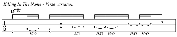 Killing In The Name chords and TAB, verse variation.