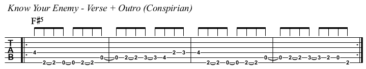 Know Your Enemy chords and TAB, verse and outro