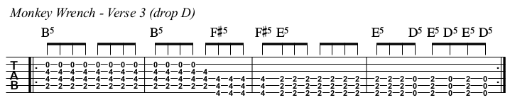 Monkey Wrench chords and TAB, verse 3.