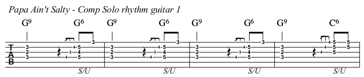 Papa Ain't Salty TAB, solo 2 - guitar 1 preview.