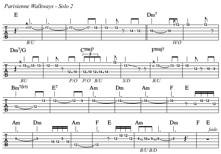 Parisienne Walkways chords and TAB, solo 2.