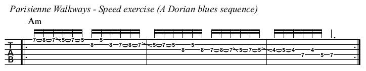 Parisienne Walkways chords and TAB, speed exercise.