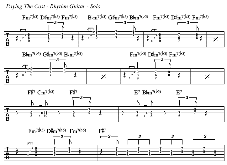 Paying The Cost To Be The Boss chords and TAB, solo rhythm guitar.