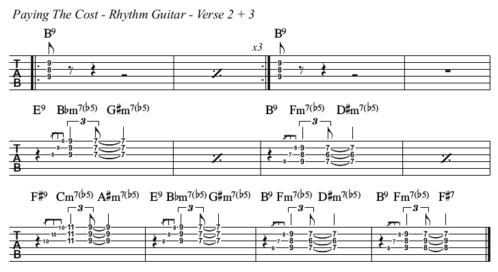 Paying The Cost To Be The Boss chords and TAB, verse 2 and 3.