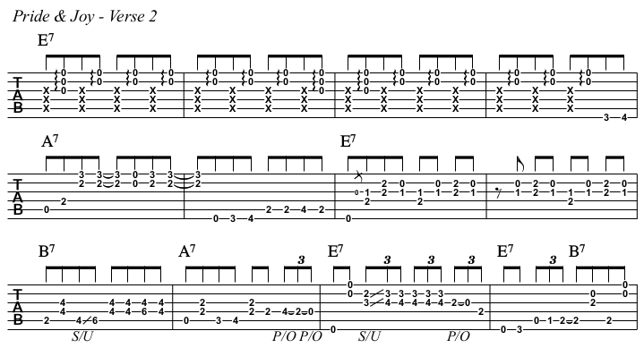 Pride & Joy chords and TAB, verse 2.