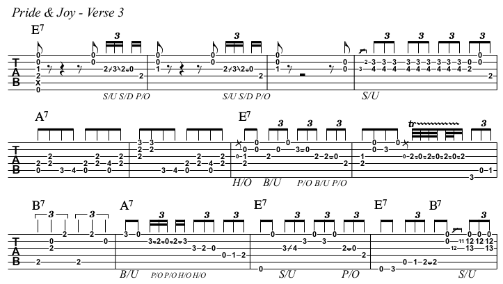 Pride & Joy chords and TAB, verse 3.