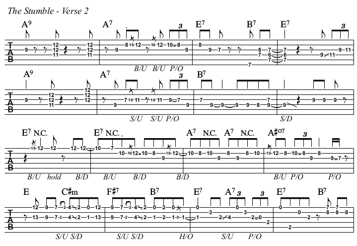 The Stumble chords and TAB, verse 2.