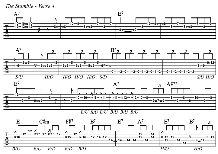 The Stumble chords and TAB, verse 4.