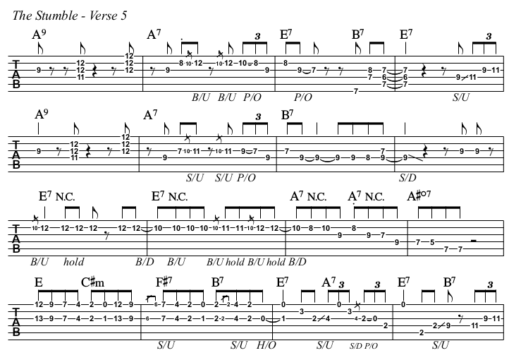 The Stumble chords and TAB, verse 5.