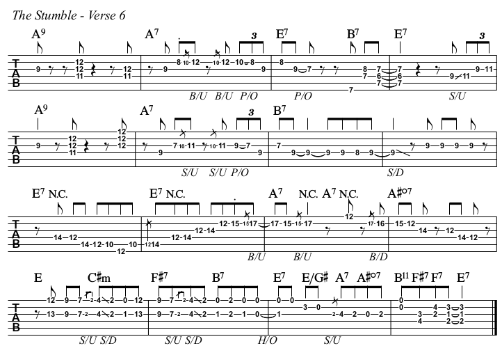 The Stumble chords and TAB, verse 6.