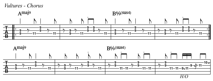 Vultures chords and TAB, chorus.