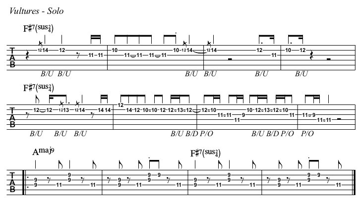 Vultures chords and TAB, solo.