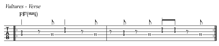 Vultures chords and TAB, verse.