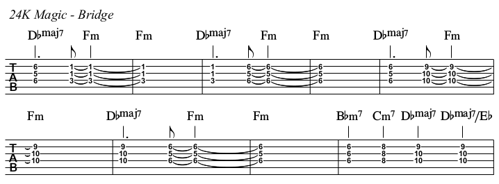 24K Magic chords and TAB, bridge.