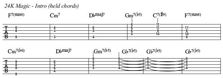 24K Magic chords and TAB, intro basic.
