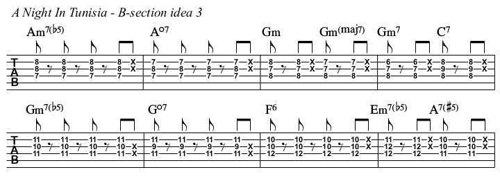 A Night In Tunisia chords and TAB, B section idea 3.