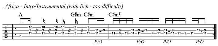 Africa chords and TAB, intro idea 2.
