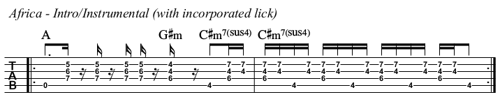 Africa chords and TAB, intro idea 3.