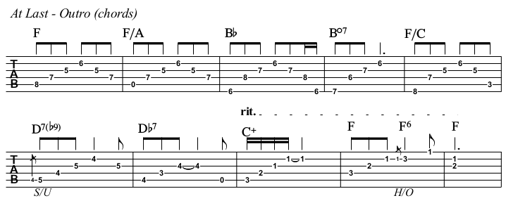 At Last chords and TAB, outro.