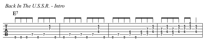 Back In The U.S.S.R. chords and TAB, intro.