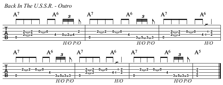 Back In The U.S.S.R. chords and TAB, outro.