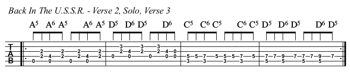 Back In The U.S.S.R. chords and TAB, verse 3 and 4.