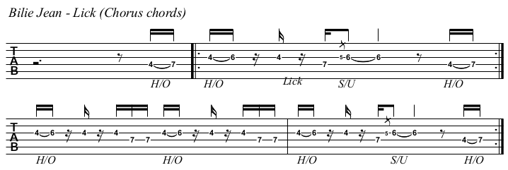 Billie Jean chords and TAB, Steve Lukather guitar lick.